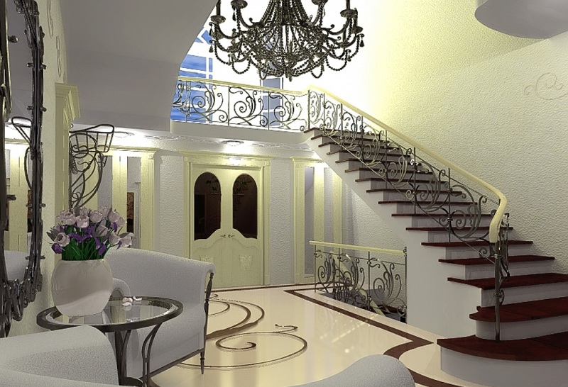 Hallway Design With A Staircase In A Private House