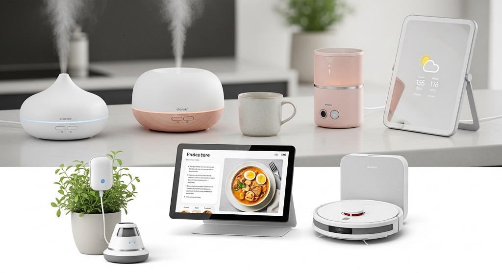 Smart home security camera monitoring indoor space