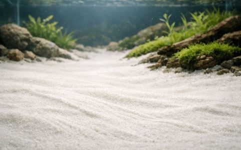 Fresh aquarium sand prepared for a healthy freshwater aquarium
