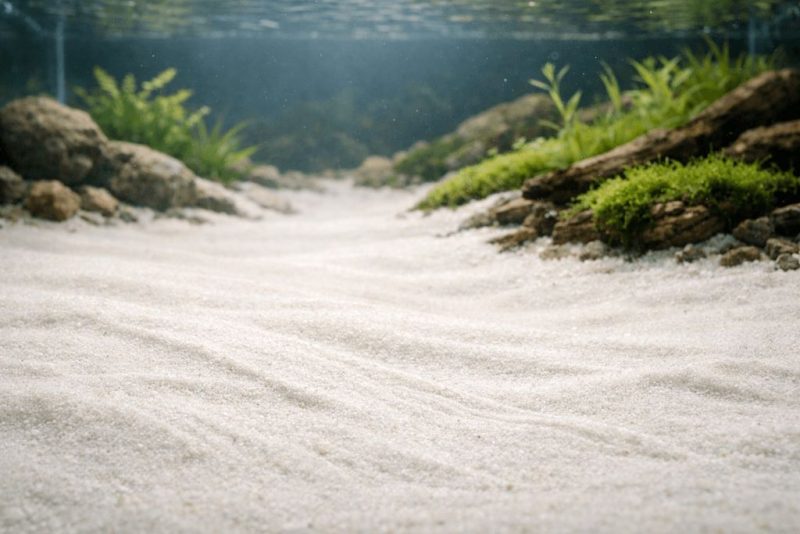 Fresh aquarium sand prepared for a healthy freshwater aquarium