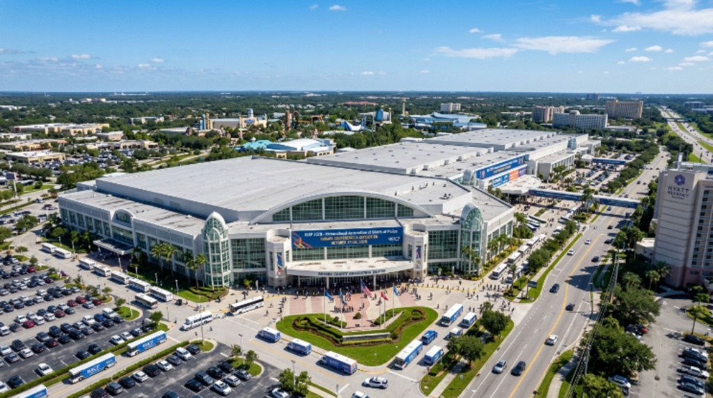 Aerial view of the Orange County Convention Center venue for IACP Conference October 2026